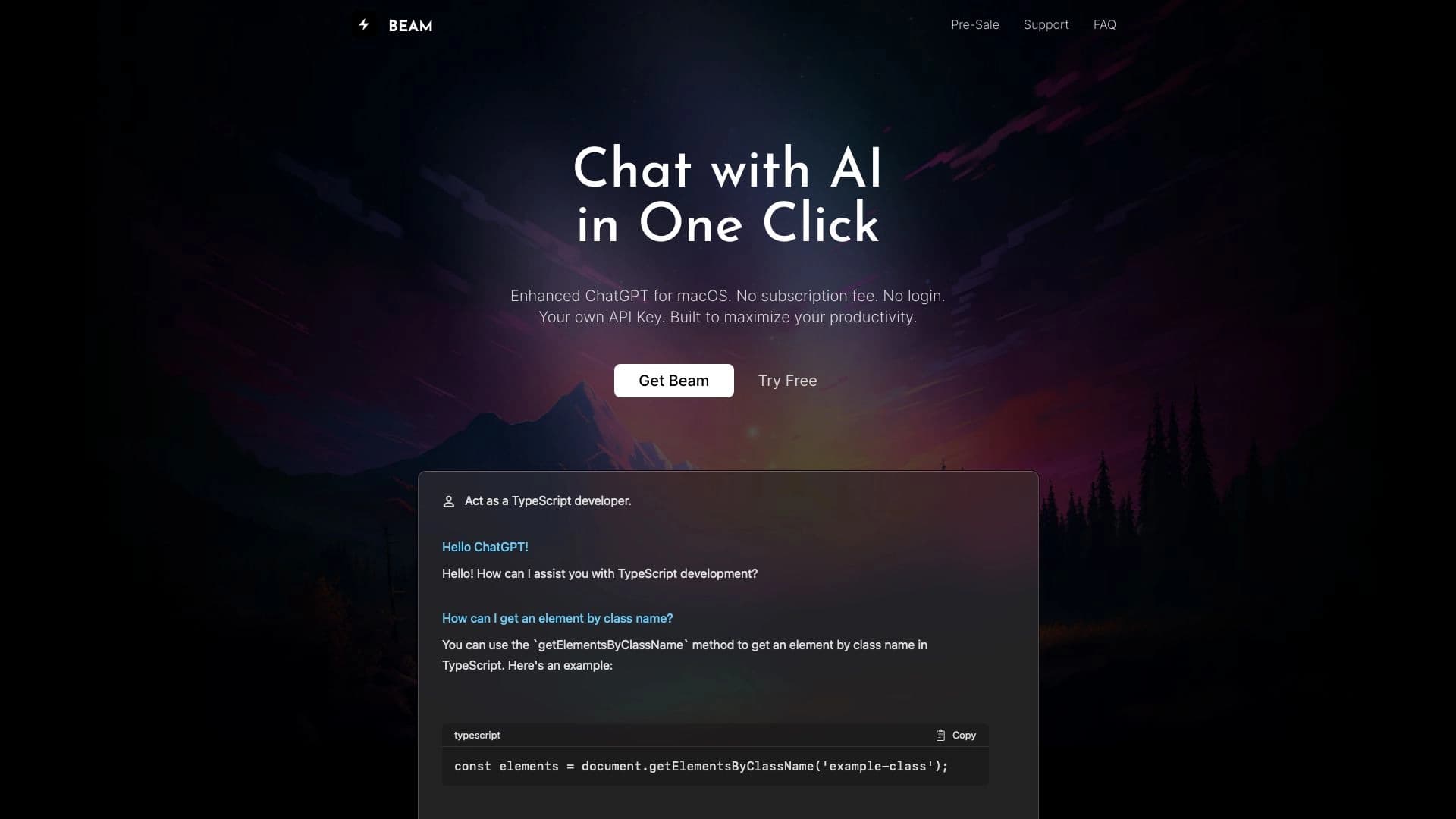 Beam — ChatGPT лаунчер для macOS