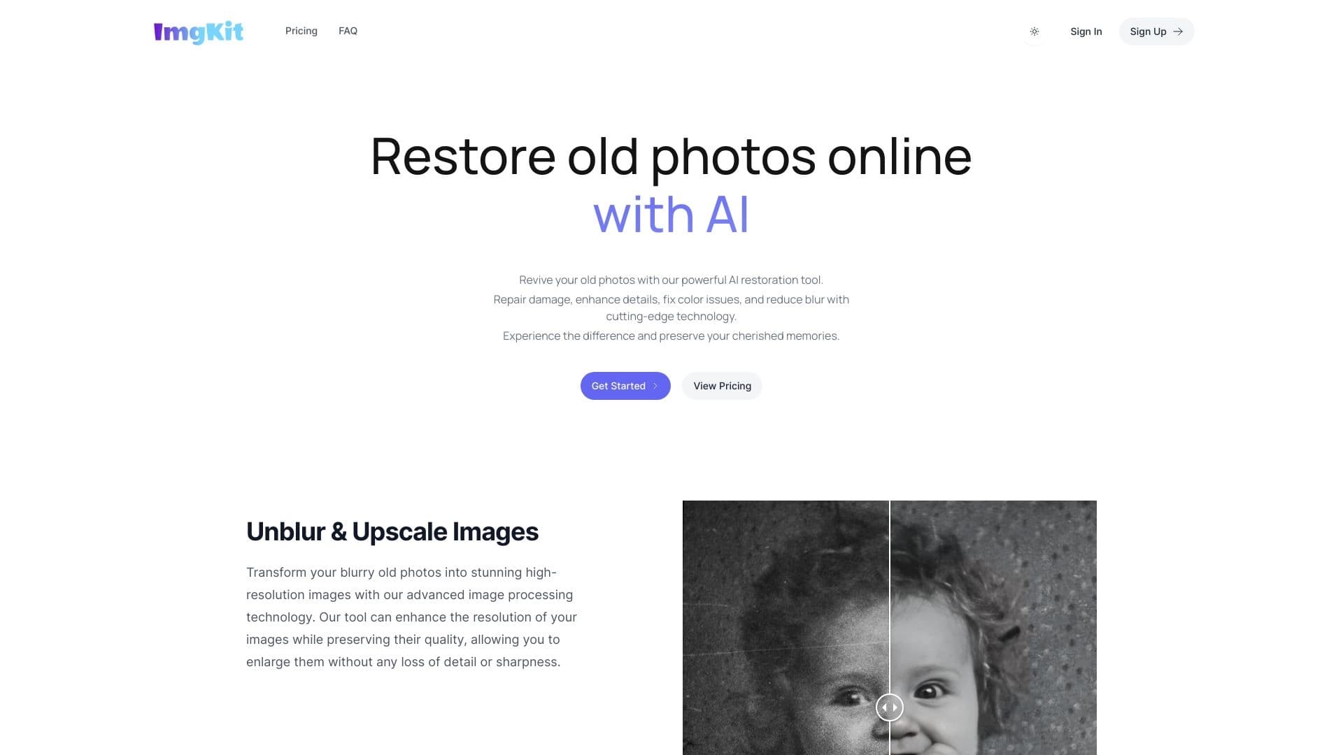 AI Old Photo Restoration Online (ImgKit)