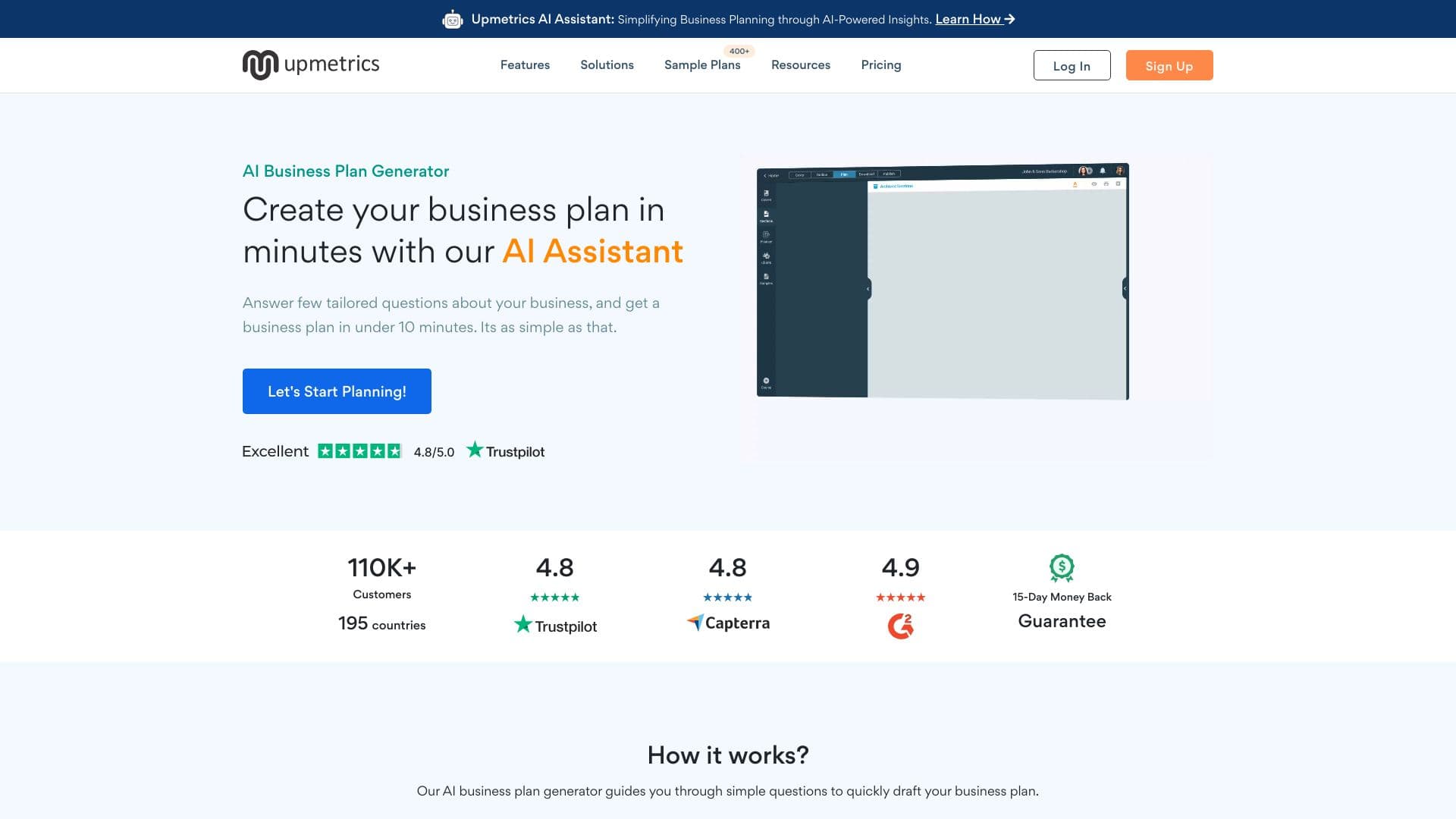 AI Business Plan Generator - Upmetrics