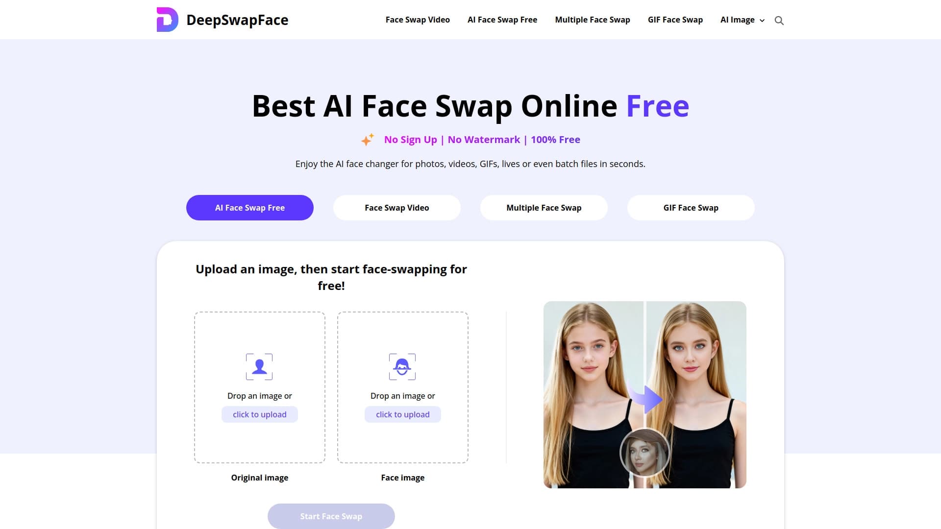 DeepSwapFace - Free AI Face Swap (No Sign Up)