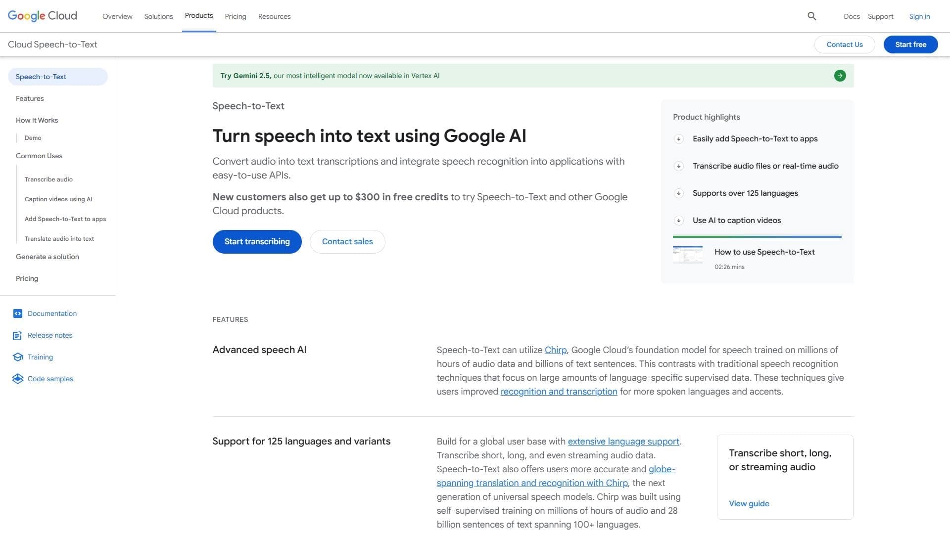 Google Cloud Speech to Text