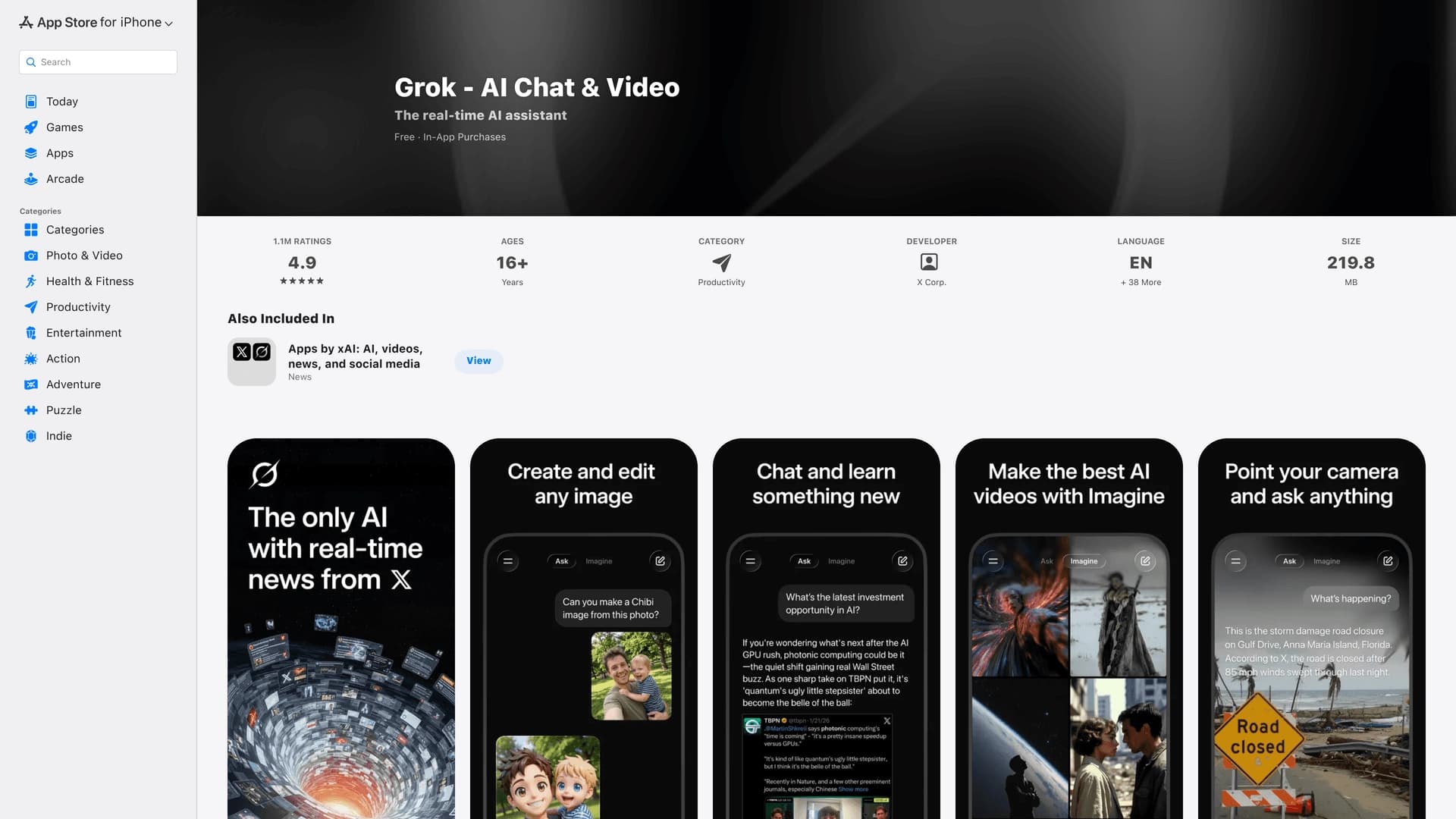 Grok AI Chat & Video for iPhone