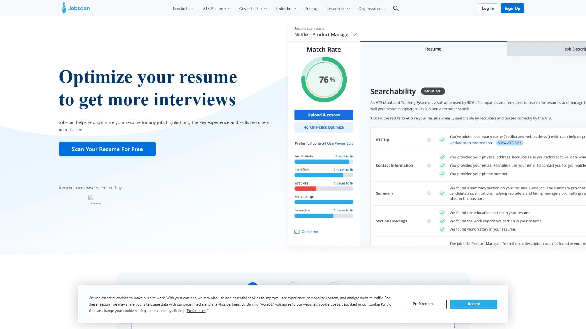 Jobscan ATS Resume Checker