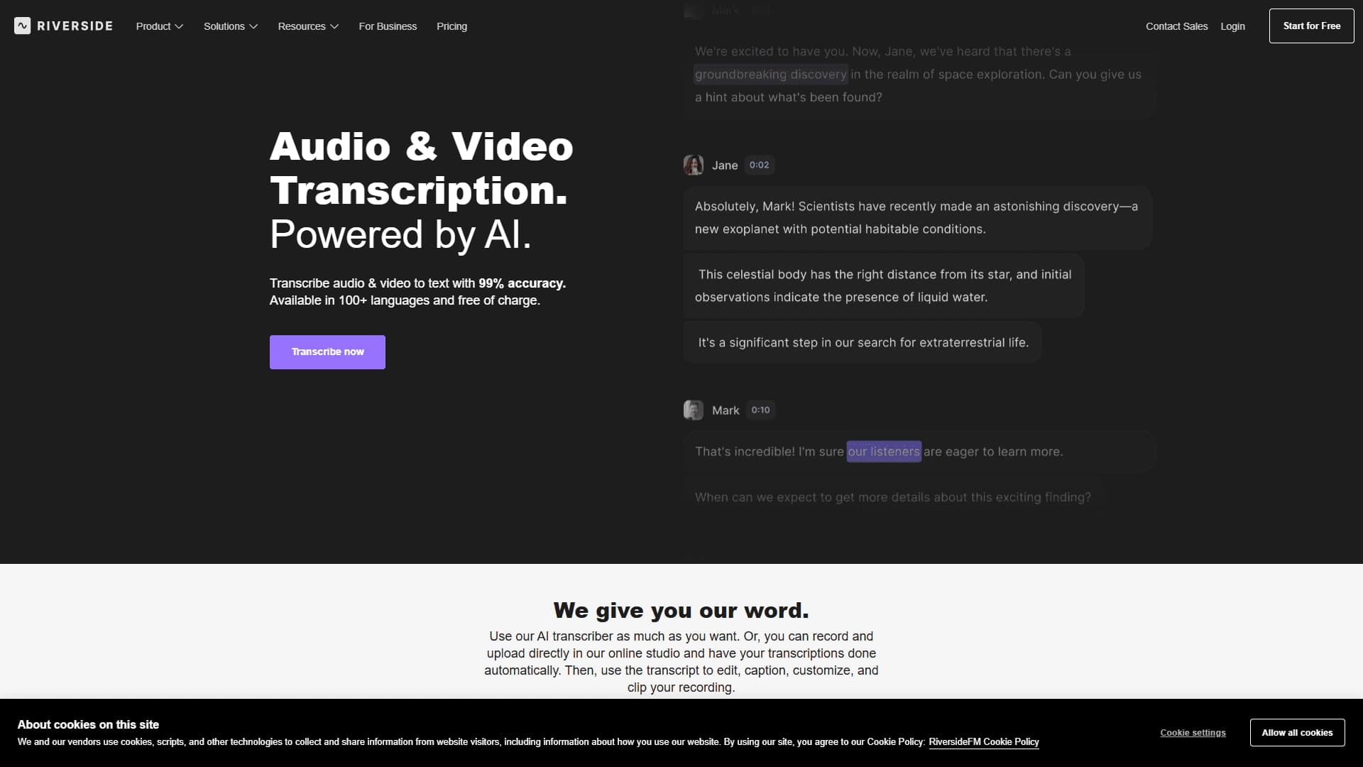 AI Transcription by Riverside