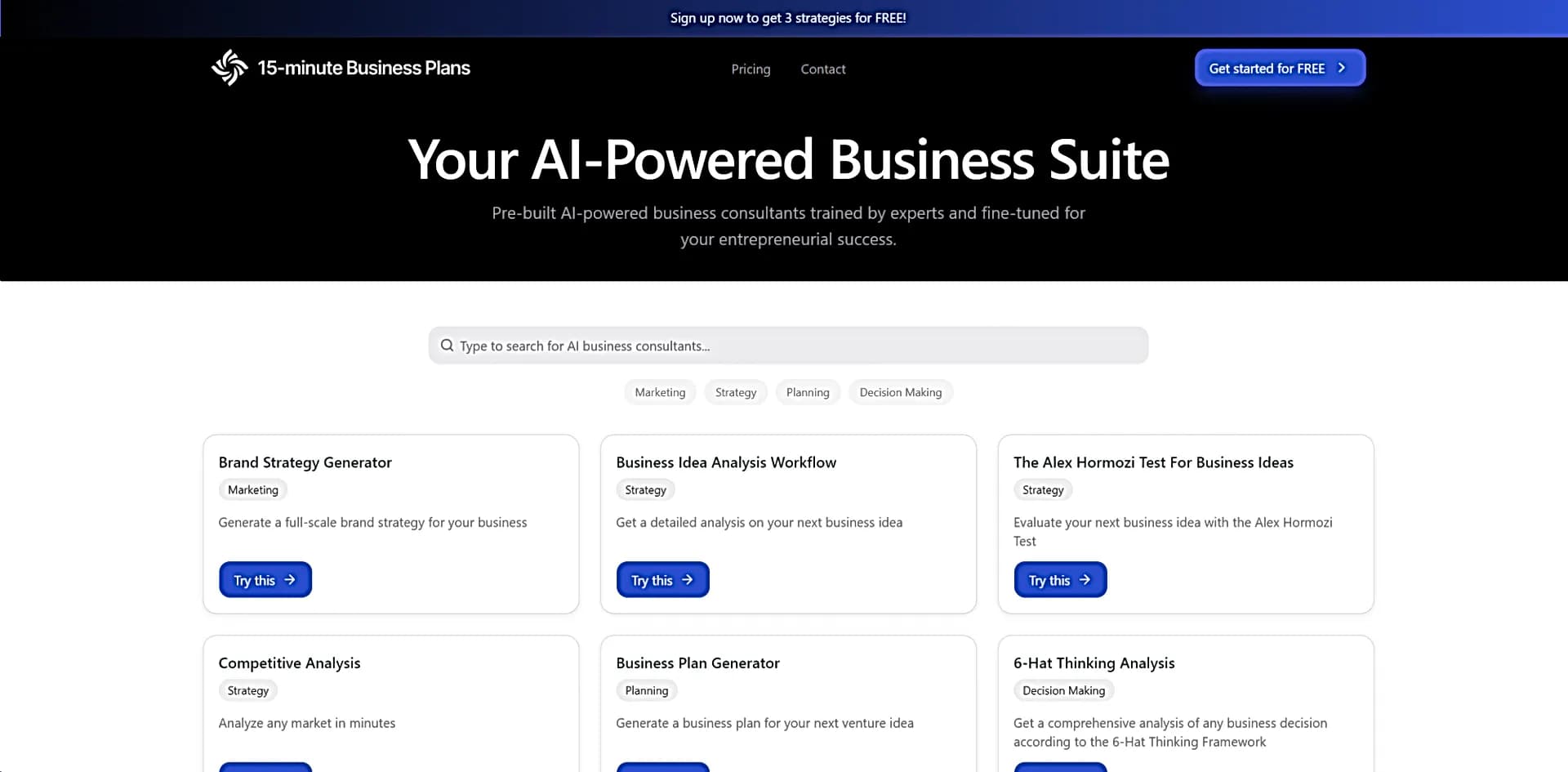 15-minute Business Plans