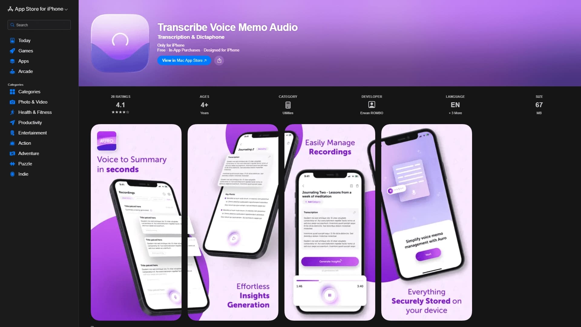 Auro: Transcribe Voice Memo Audio