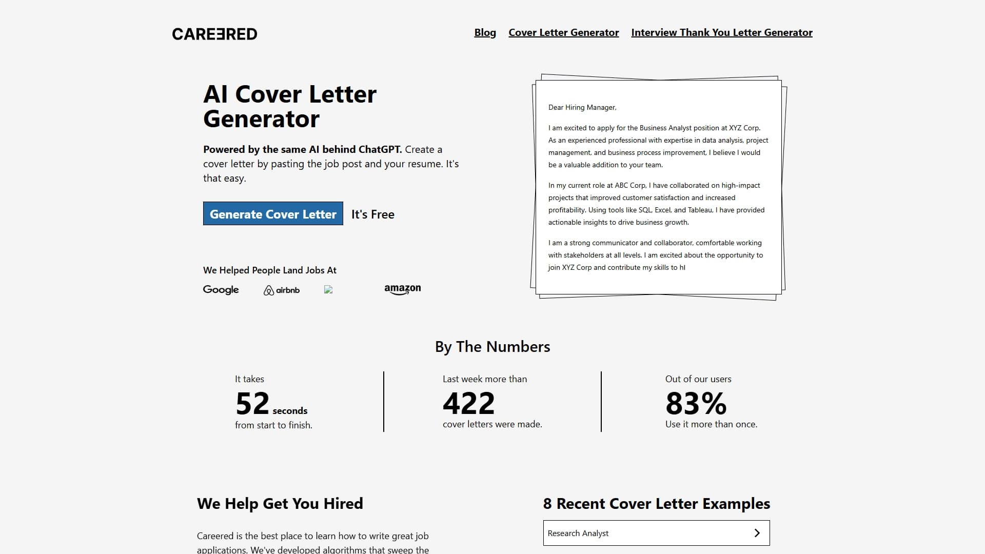 Careered AI Cover Letter Generator