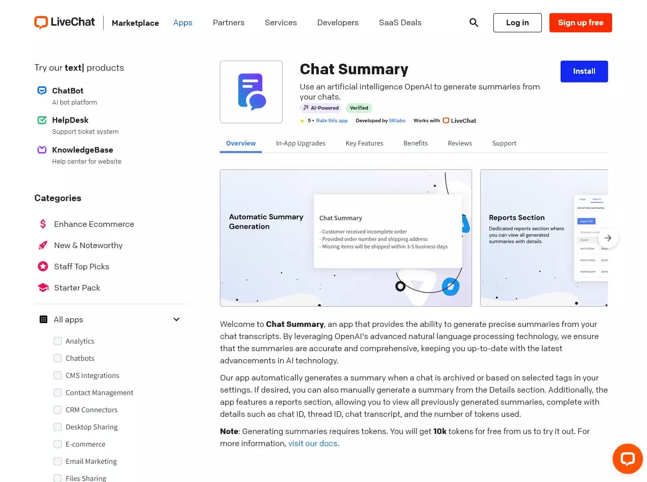 Chat Summary for LiveChat