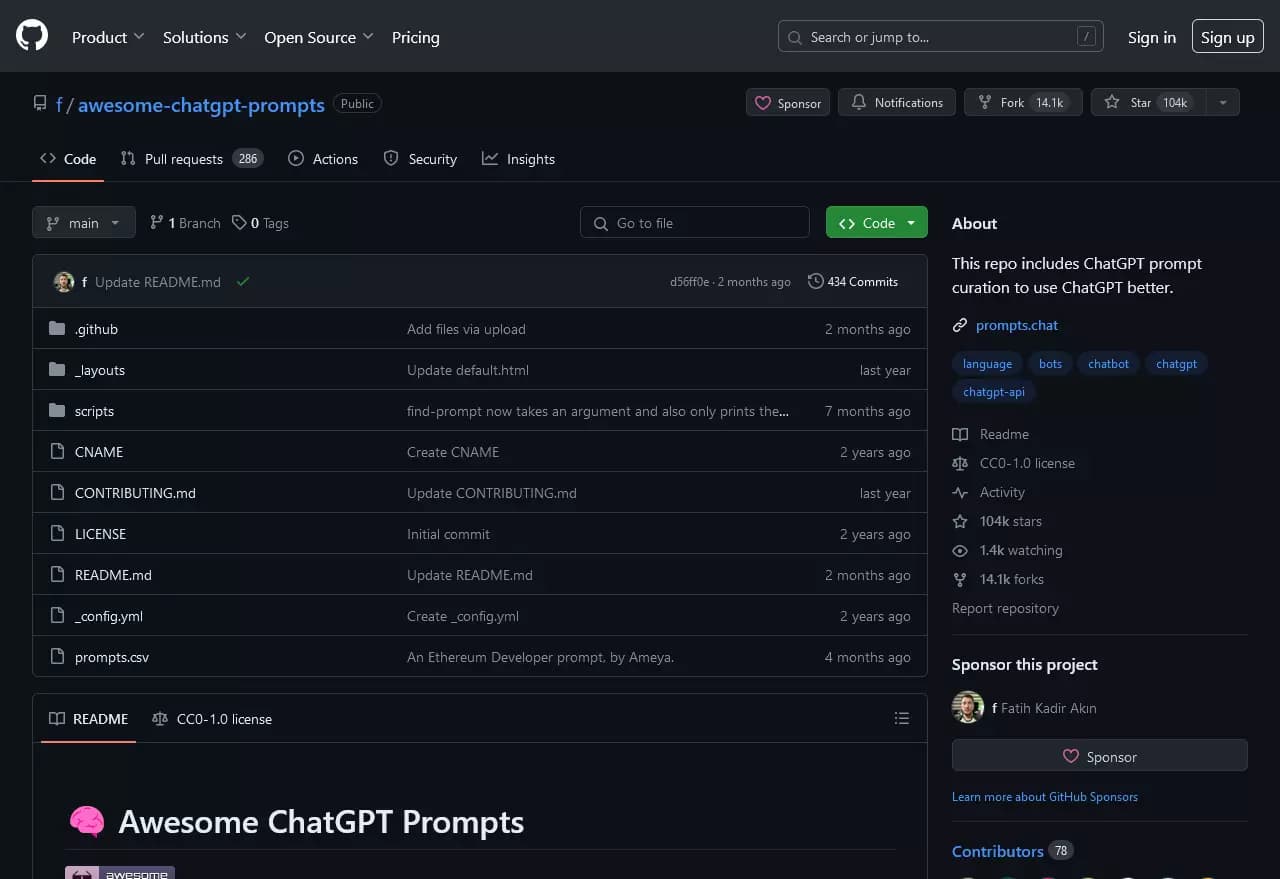 Awesome ChatGPT prompts