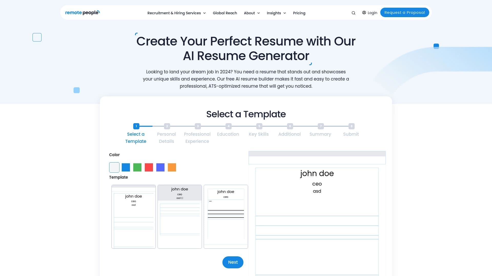 Free AI Resume Generator