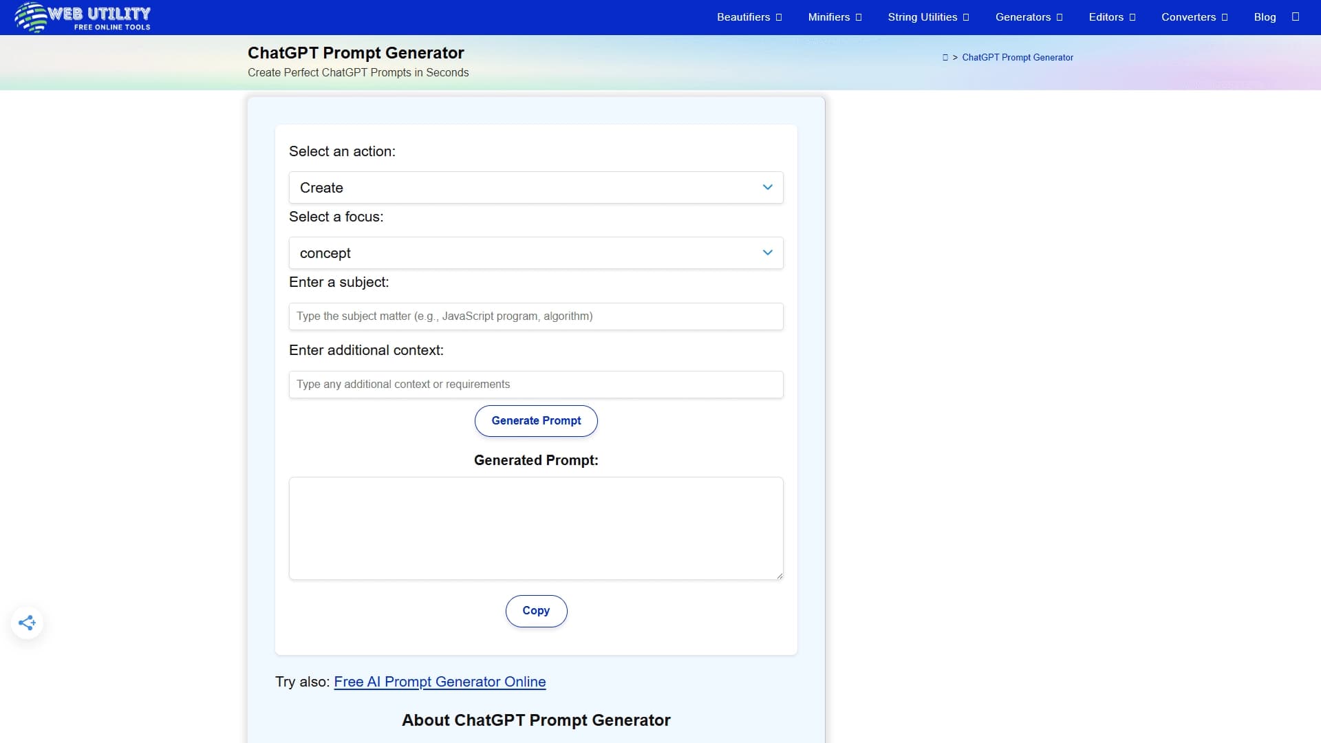 ChatGPT Prompt Generator
